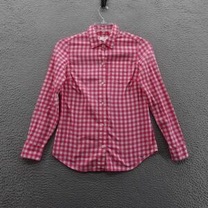 Vineyard Vines Shirt Size 2 Pink‎ Gingham Button Down Cotton Long Sleeve Women